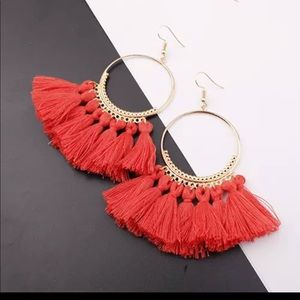 Red tassel earrings